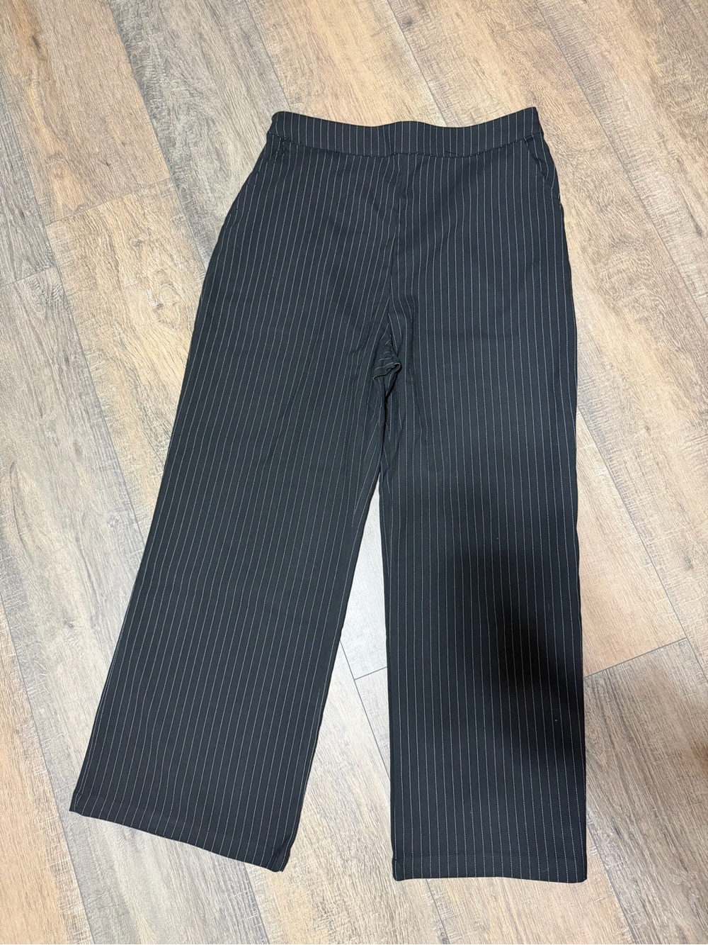 Sincerely Jules Black Pinstripe Cropped Wide-Leg Pants